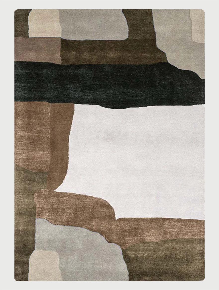 Brown Hand Knoted Wool Area Rug For Hall Patio WK-747