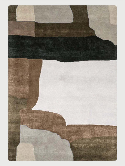 Brown Hand Knoted Wool Area Rug For Hall Patio WK-747