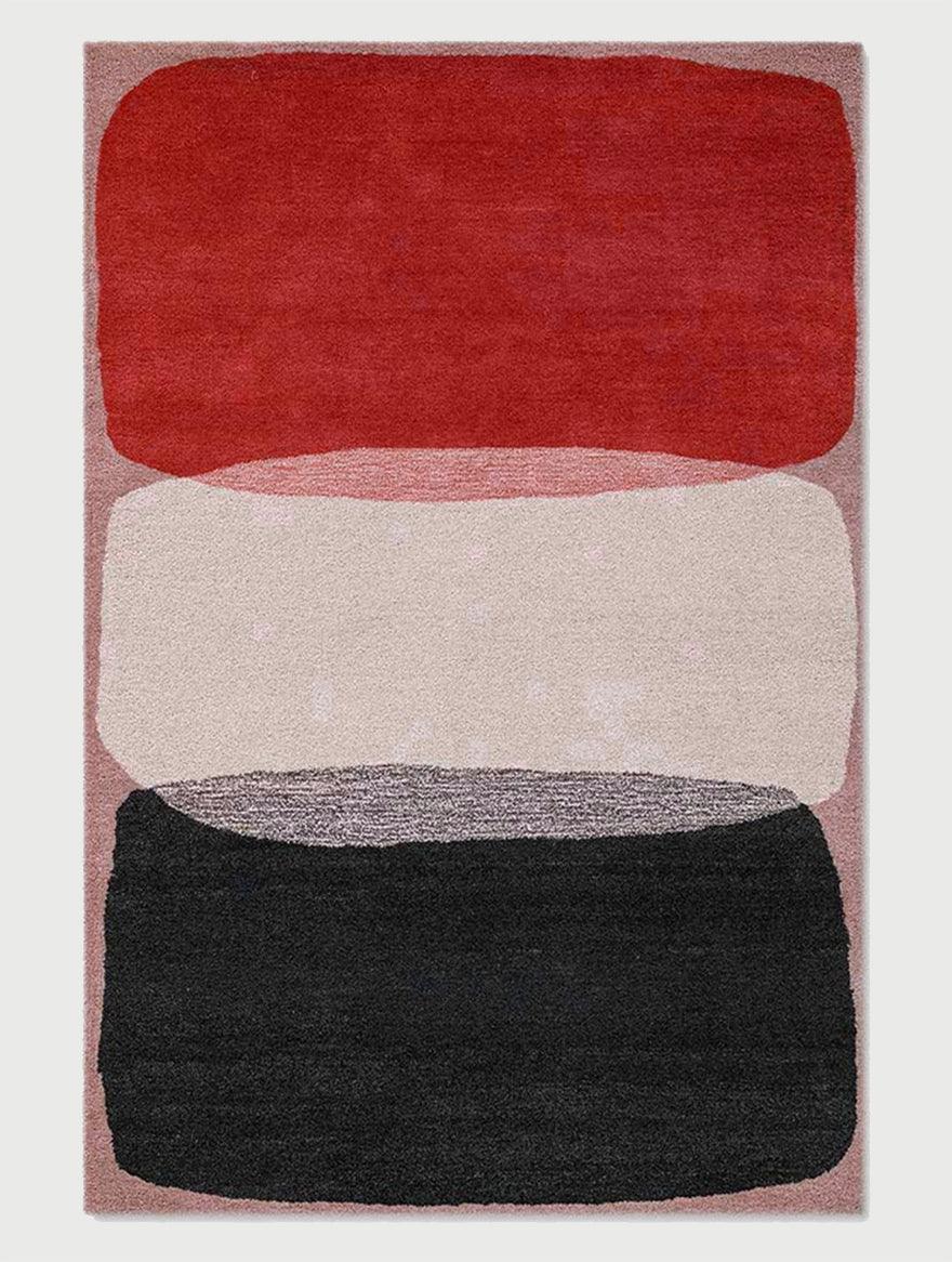 Red Hand Tufted Wool Area Rug For Bedroom WK-754