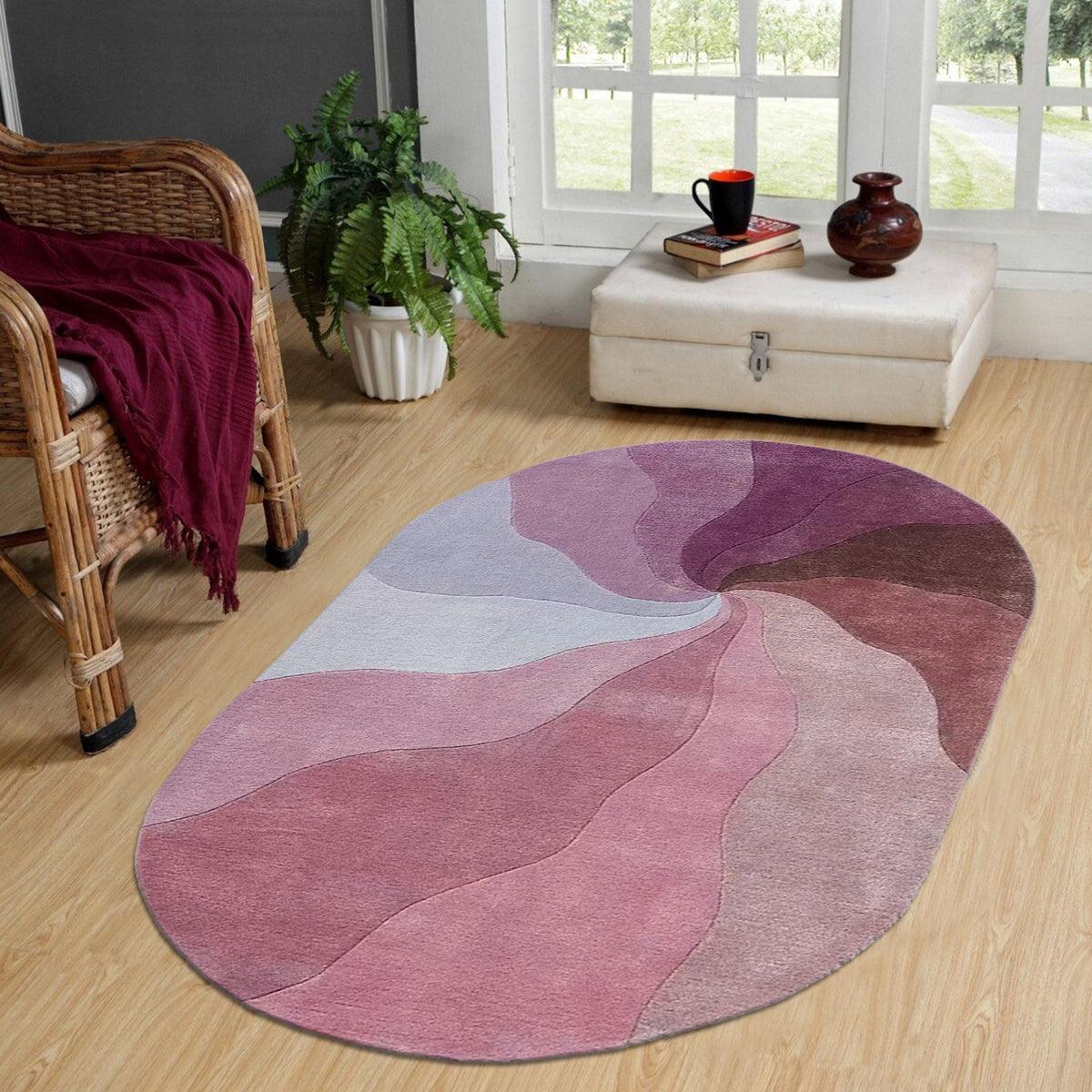 Pink Hand Tufted Wool Area Rug For Bedroom WK-784