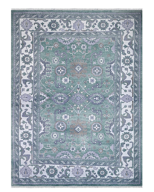 Natural Modern Turkish Oushak Gray Multicolor Wool Rug