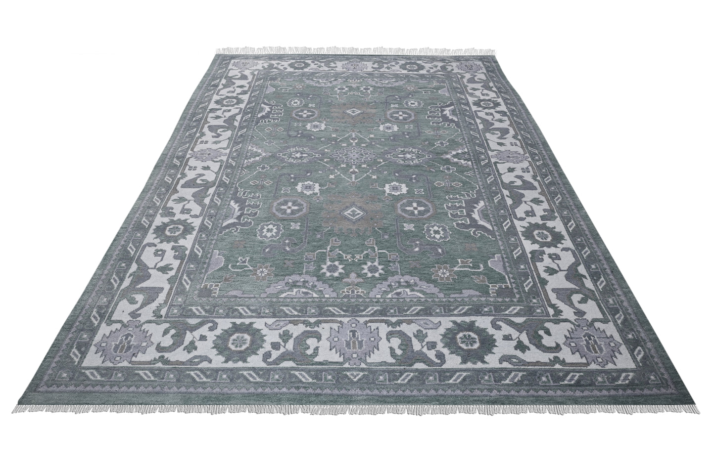 Natural Modern Turkish Oushak Gray Multicolor Wool Rug