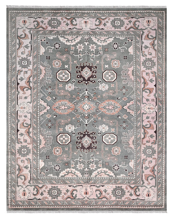 Gray Multicolor Bedroom Hand Knotted Wool Rug