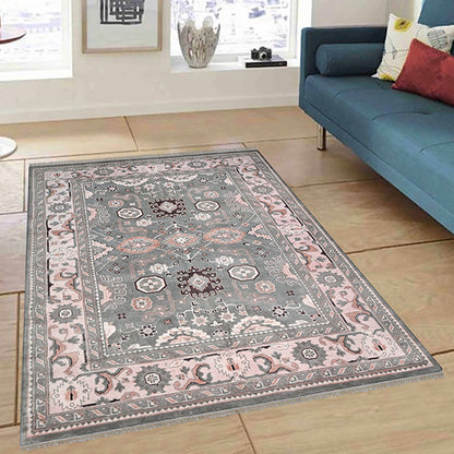 Gray Multicolor Bedroom Hand Knotted Wool Rug