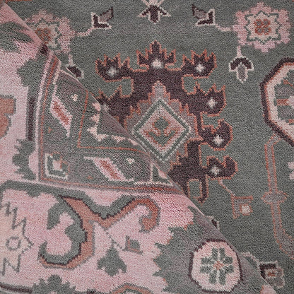 Gray Multicolor Bedroom Hand Knotted Wool Rug