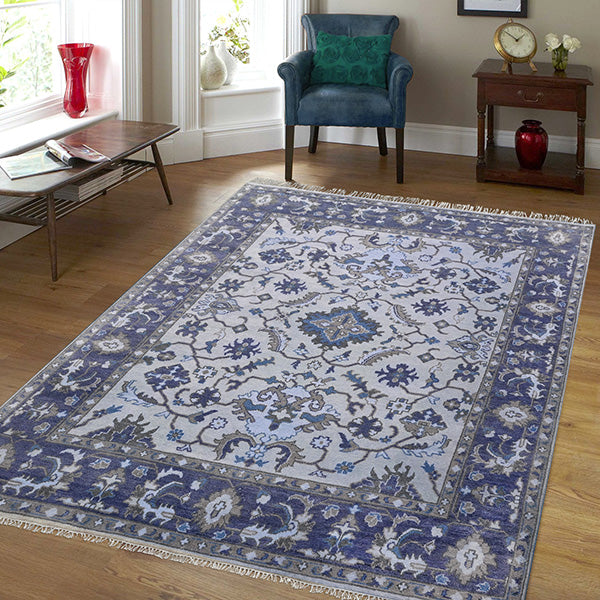 Hand Knotted Blue Wool Kitchen Balcony Area Rug