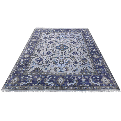 Hand Knotted Blue Wool Kitchen Balcony Area Rug