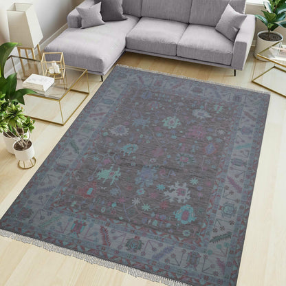 Hand Knotted Multicolor Wool Dining Room Rug