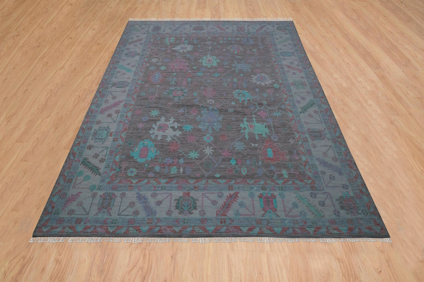 Hand Knotted Multicolor Wool Dining Room Rug