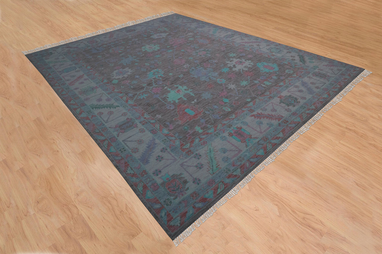 Hand Knotted Multicolor Wool Dining Room Rug