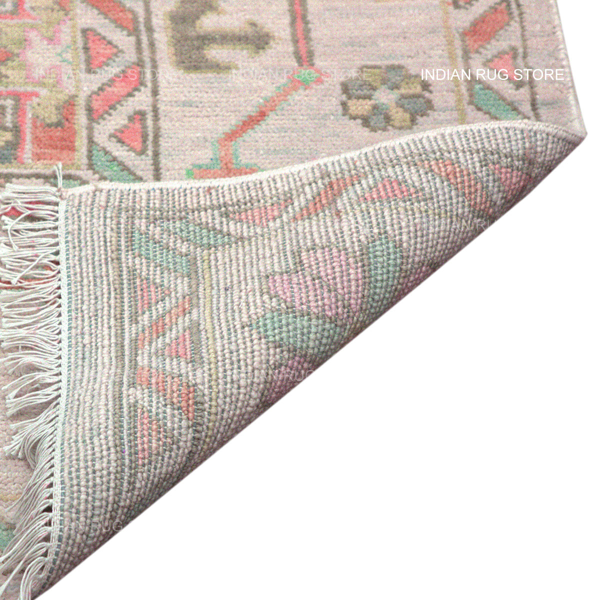 Oushak rug are clearly visible in this close-up.