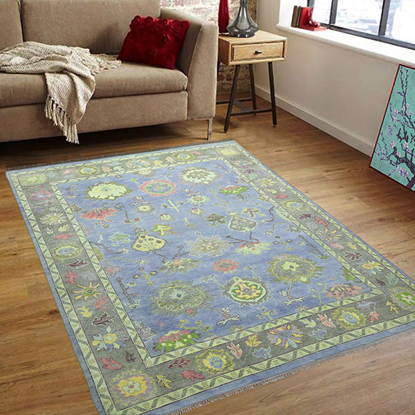 Eco Friendly Turquoise Farmhouse Handmade Wool Rug Z-48