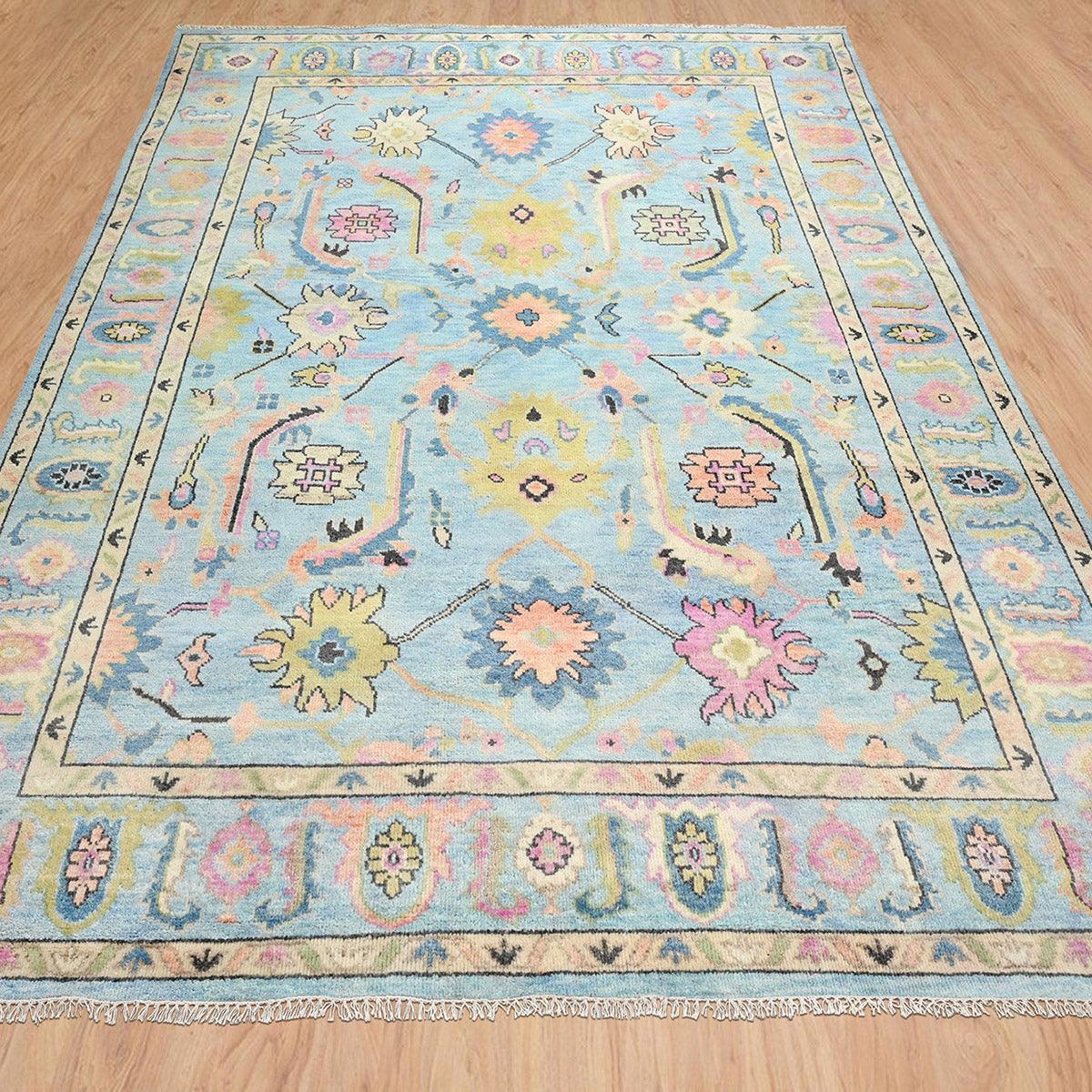 Eco Friendly Blue Farmhouse Handmade Wool Rugs Z-53