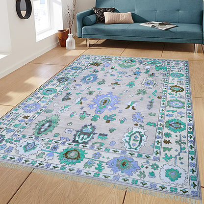 Eco Friendly Blue Farmhouse Handmade Wool Rug Z-59