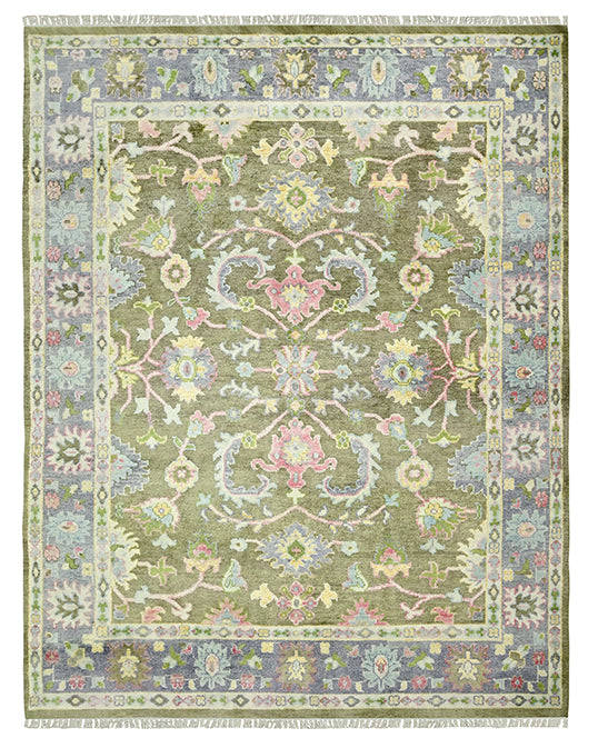 Green Farmhouse Beautiful Handmade Wool Rug Z-62