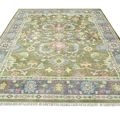 Green Farmhouse Beautiful Handmade Wool Rug Z-62