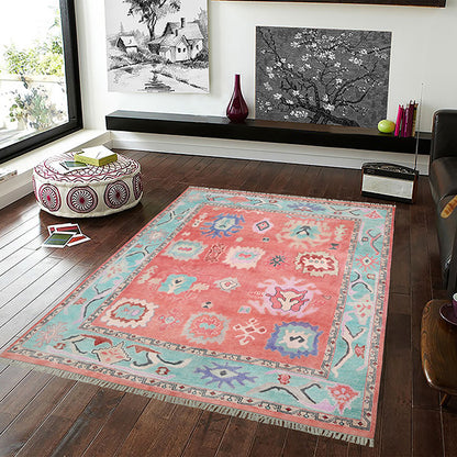 Eco Friendly Red Farmhouse Beautiful Handmade Wool Rug Z-63