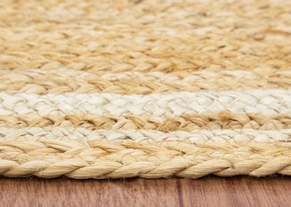Handwoven Jute Stair Treads, Beige & White Braided Stair Rug