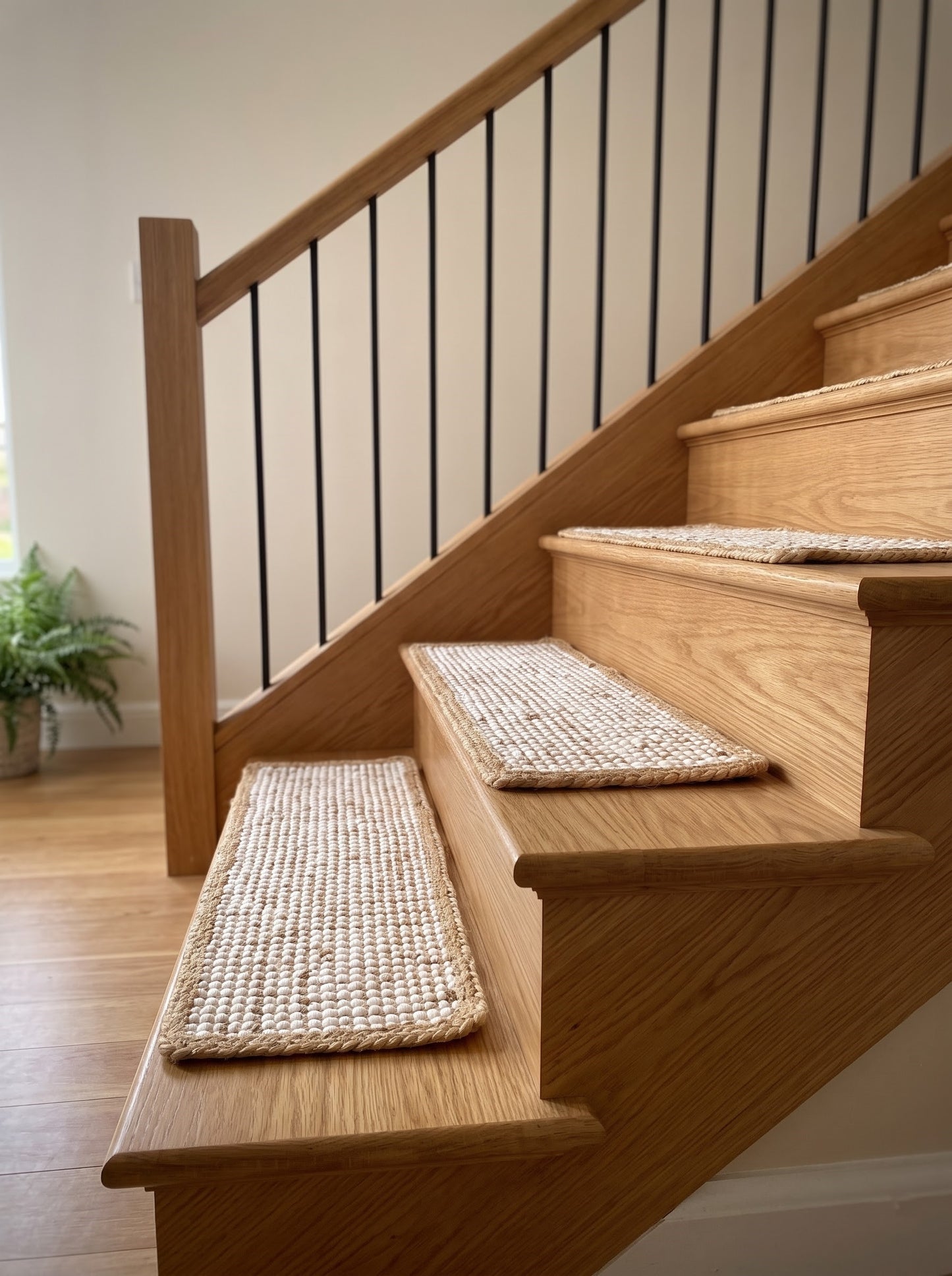 Handwoven Braided Jute Stair Treads – Sisal Boho Farmhouse Rug Set