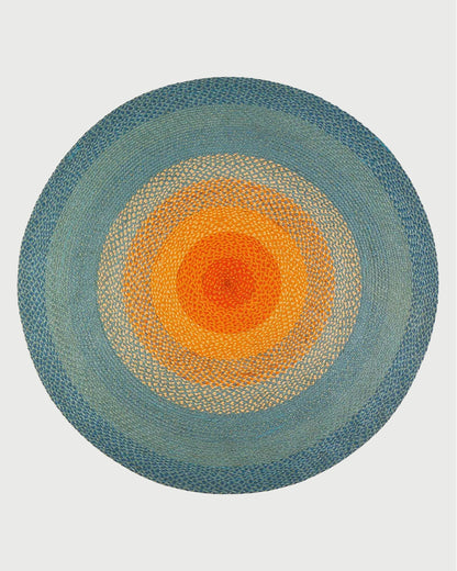 Orange Hand Braided Round Outdoor Cotton Rugs