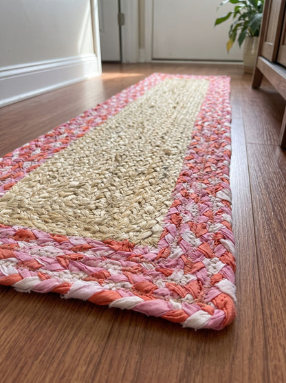 Pink Chindi Cotton Border Jute Stair Treads – Braided Modern Step Mats
