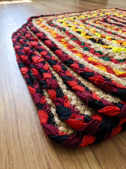 Multicolor Geometric Braided Jute Stair Treads, Set of 15 Rugs