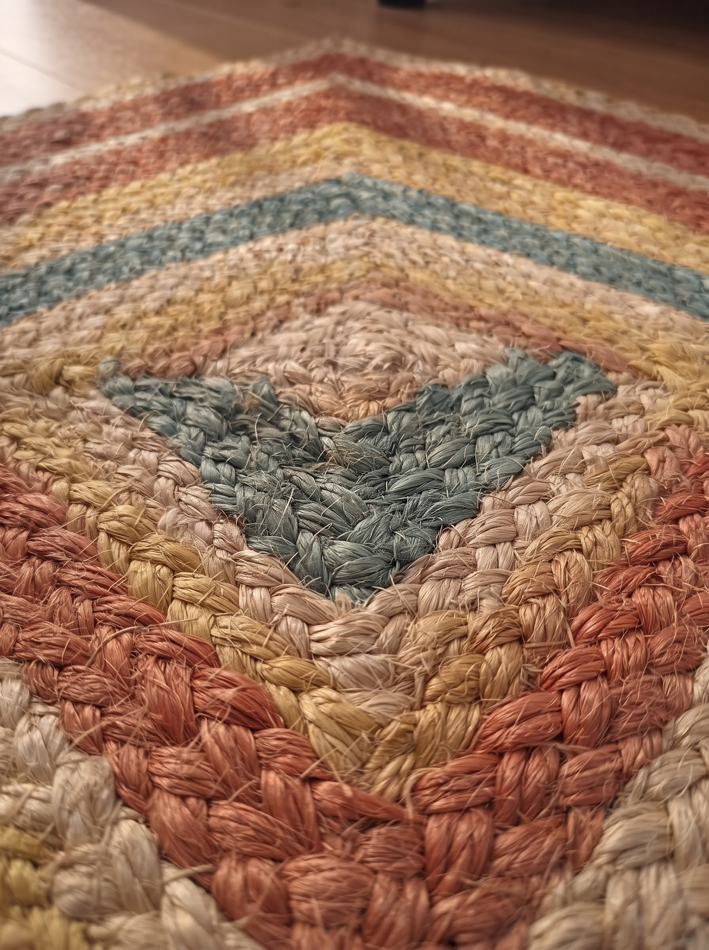 Braided Jute Stair Treads Set, Colorful Rainbow Boho Runner Rugs, Non-Slip Farmhouse Style
