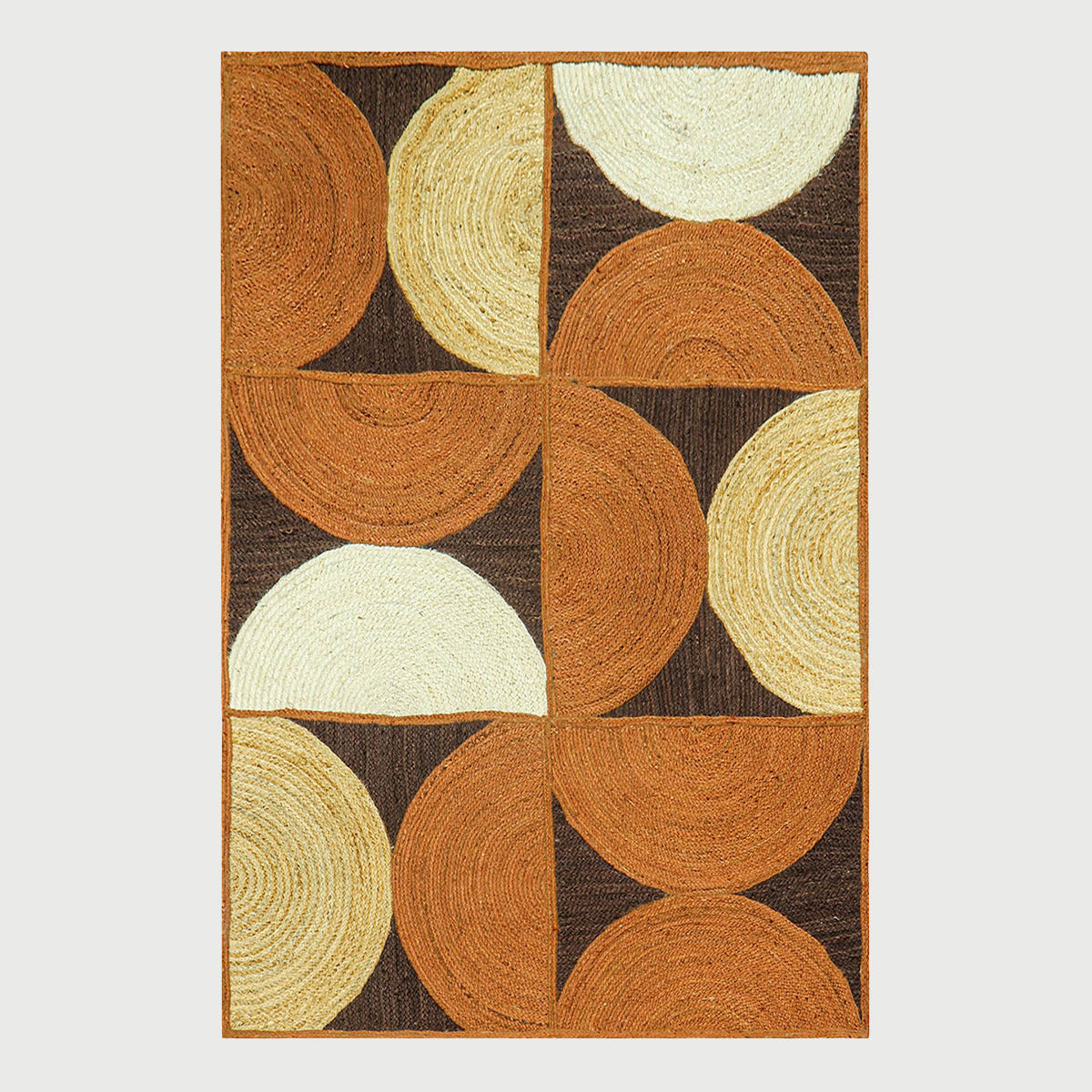 Trendy Brown Multicolor Hand Braided Indoor Jute Area Rug - Indian Rug Store