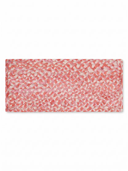 Hand Braided Chindi Stair Treads, Pink & White Cotton Boho Jute Rug