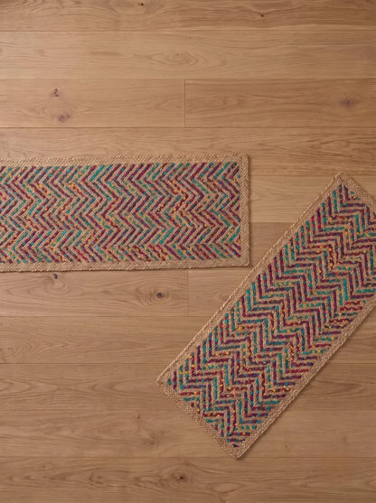 Multicolor Fishbone Stair Treads Handmade Jute Boho Step Rugs