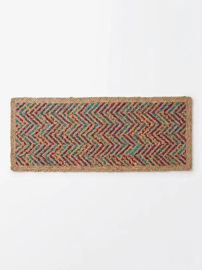 Multicolor Fishbone Stair Treads Handmade Jute Boho Step Rugs