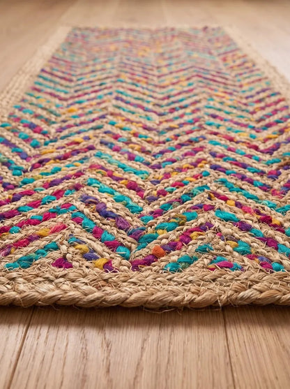 Multicolor Fishbone Stair Treads Handmade Jute Boho Step Rugs
