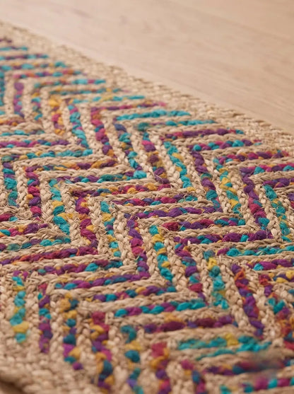 Multicolor Fishbone Stair Treads Handmade Jute Boho Step Rugs