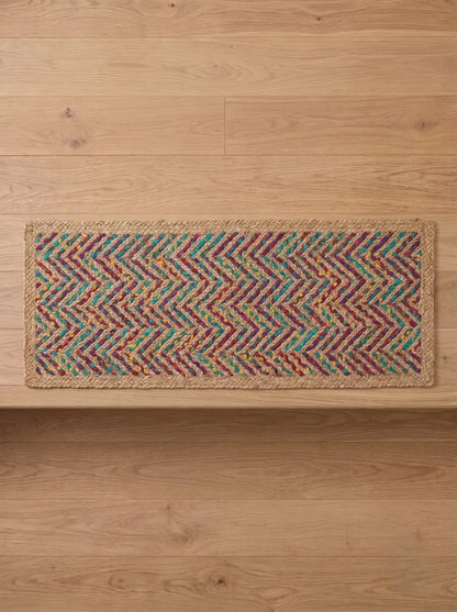 Multicolor Fishbone Stair Treads Handmade Jute Boho Step Rugs