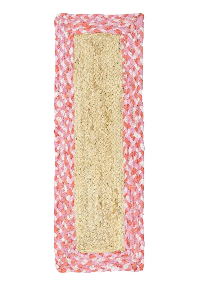 Pink Chindi Cotton Border Jute Stair Treads – Braided Modern Step Mats