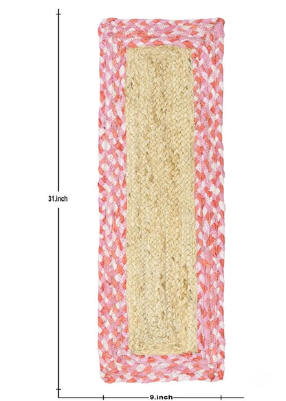 Pink Chindi Cotton Border Jute Stair Treads – Braided Modern Step Mats