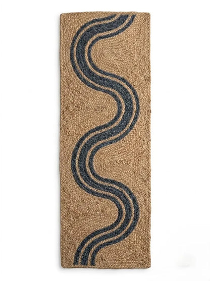 Handwoven Jute Stair Treads Navy Blue Accent Design Minimalist Step Mats