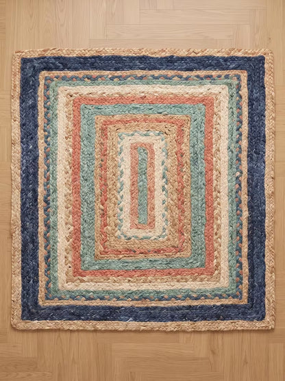 Handmade Jute Braided Stair Treads Multicolor Boho Farmhouse Step Rugs