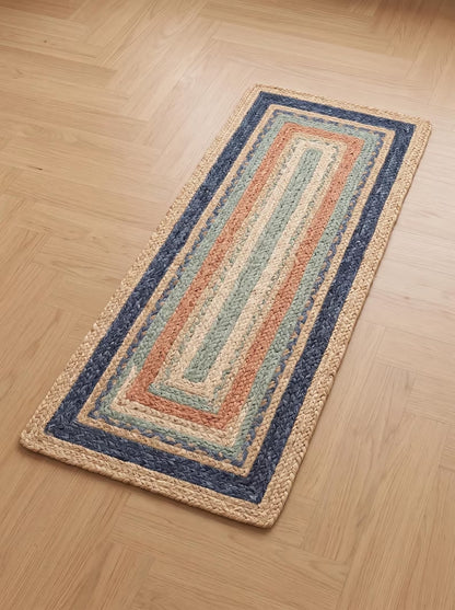 Handmade Jute Braided Stair Treads Multicolor Boho Farmhouse Step Rugs