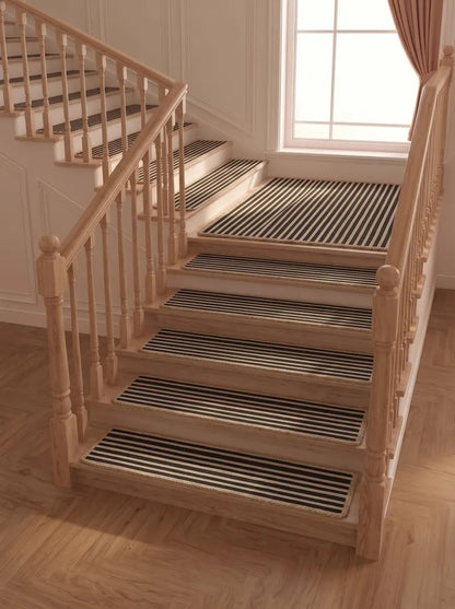 Handmade Black & Natural Braided Jute Stair Treads Set