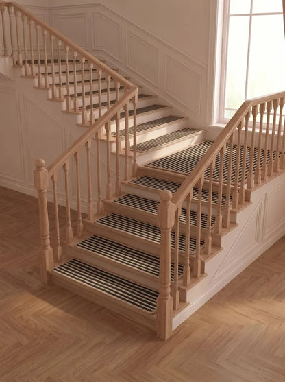 Handmade Black & Natural Braided Jute Stair Treads Set