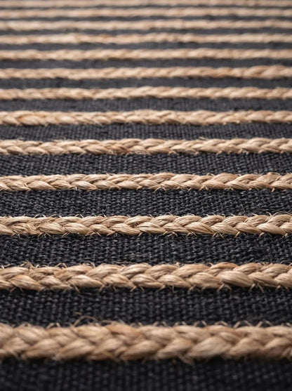 Handmade Black & Natural Braided Jute Stair Treads Set