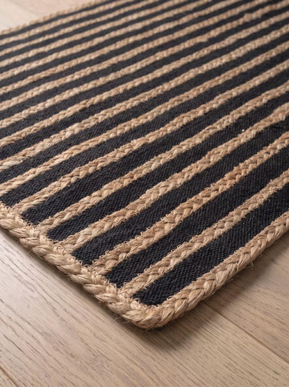 Handmade Black & Natural Braided Jute Stair Treads Set