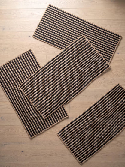 Handmade Black & Natural Braided Jute Stair Treads Set
