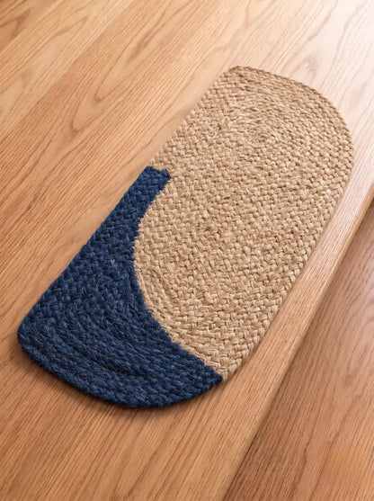 Handmade Pill Shape Jute Stair Treads Crescent Design Modern Farmhouse (Set)