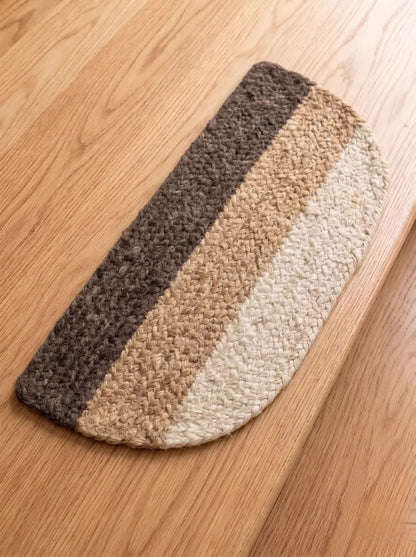 Handmade Three-Tone Jute Half Moon Stair Treads Set