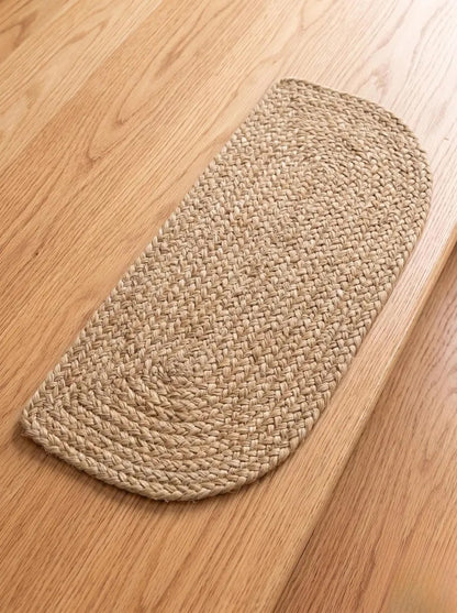 Natural Undyed Jute Oval Braided Stair Mats Set