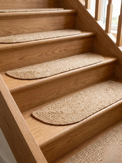 Natural Undyed Jute Oval Braided Stair Mats Set