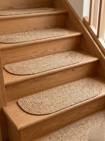 Natural Undyed Jute Oval Braided Stair Mats Set