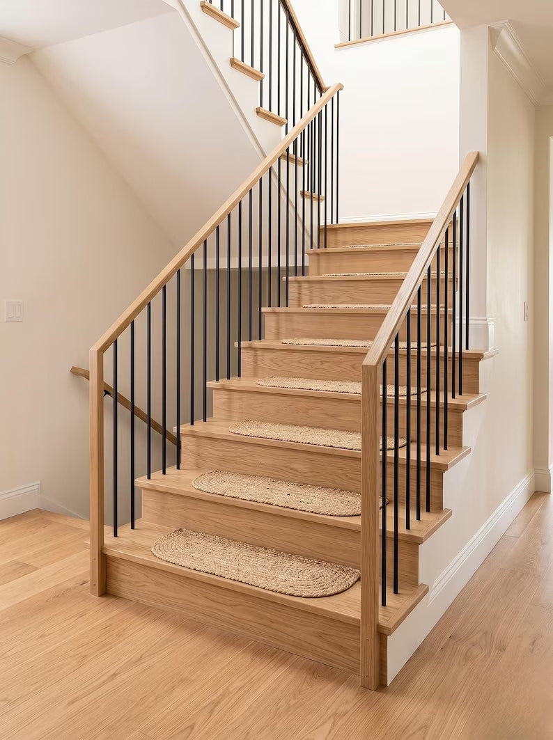 Natural Undyed Jute Oval Braided Stair Mats Set